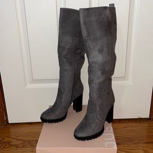 Grey heeled boots size 7